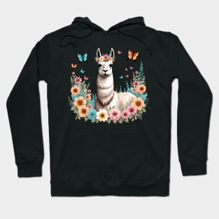 Bohemian Llama in Frowers Hoodie